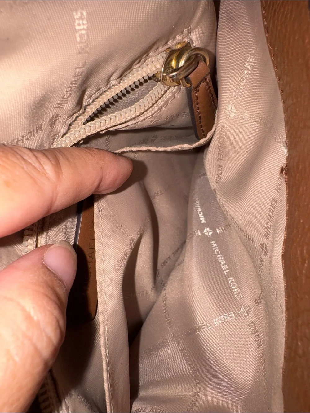 Michael Kors Tan Brown MK Logo Shoulder Bag